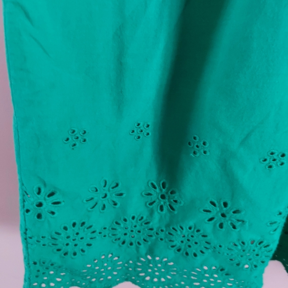 J.Crew v neck scalloped edge green dress - Picture 4 of 7